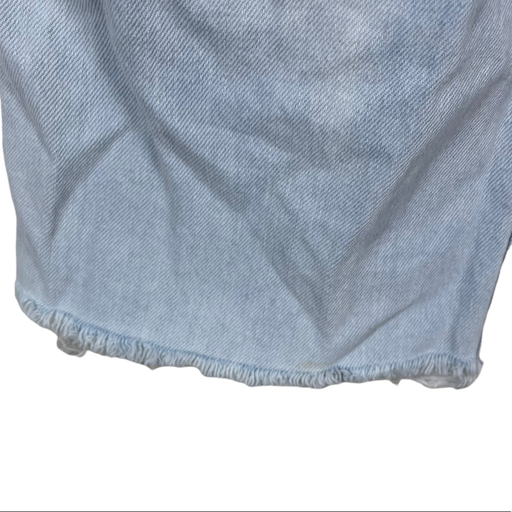 91 Cotton On High Rise 90’s Stretch Raw Fringe Hem Super Distressed Light Crops - Picture 6 of 11